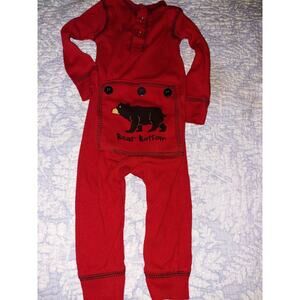 Flap Jack Boys Sz. 6 Mo. Red One Piece " Bear Bottom" Romper. Adorable